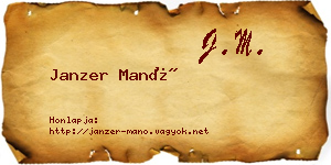 Janzer Manó névjegykártya